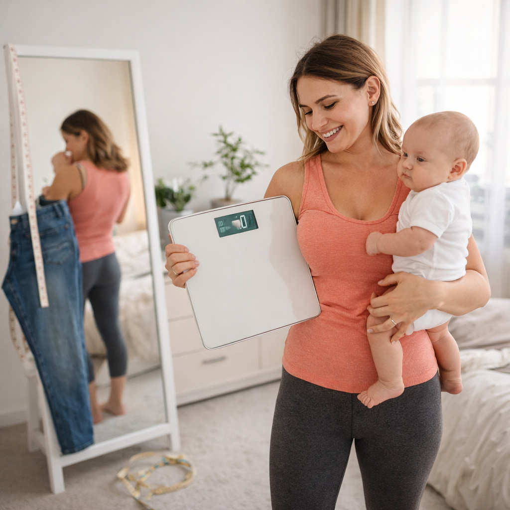 Illustration zum Gewichtsverlust nach der Geburt